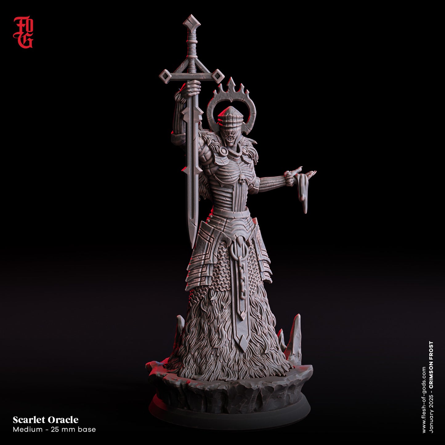 Scarlet Oracle – 32mm Miniatur aus Resin | Flesh of Gods – Crimson Frost | Tabletop & RPG Figur