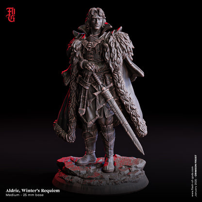 Aldric, Requiem d'Hiver (Guerrier Vampire) – Figurine 32mm en résine | Flesh of Gods – Crimson Frost | Figurine Tabletop & RPG