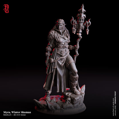 Myra, Chamane d'Hiver (Druide Vampire) – Figurine 32mm en résine | Flesh of Gods – Crimson Frost | Figurine Tabletop & RPG