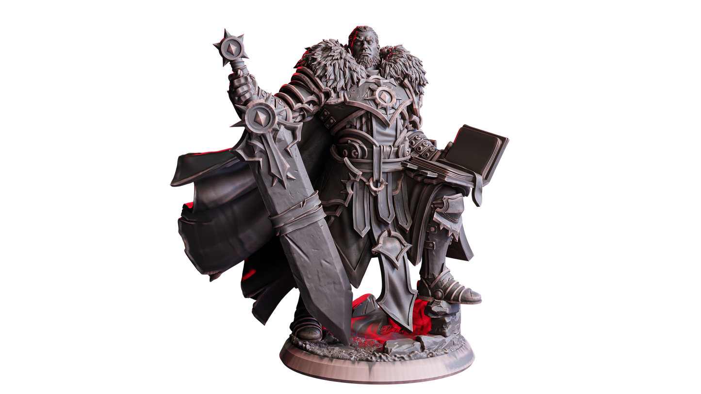 Lucian, Chevalier Lame-Soleil (Paladin Humain) – Figurine 32mm en résine | Flesh of Gods – Crimson Frost | Figurine Tabletop & RPG
