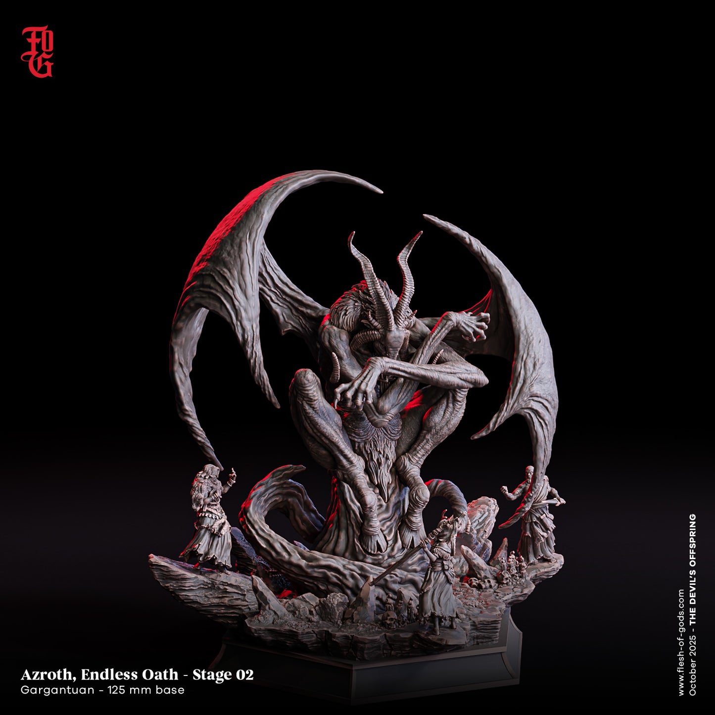 Azroth – Endless Oath | XXL 32 mm Resin Miniatur (125 mm Base) | Flesh of Gods – The Devil’s Offspring | Dämonenboss für Tabletop & Rollenspiel