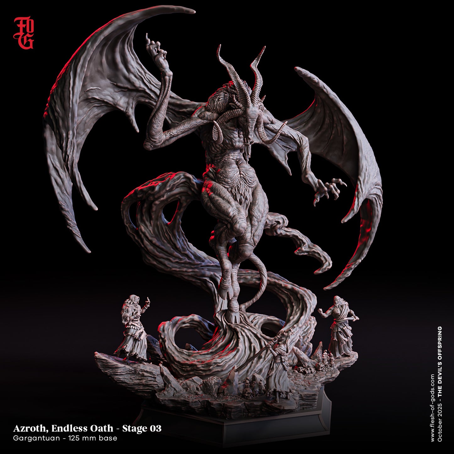 Azroth – Endless Oath | XXL 32 mm Resin Miniatur (125 mm Base) | Flesh of Gods – The Devil’s Offspring | Dämonenboss für Tabletop & Rollenspiel