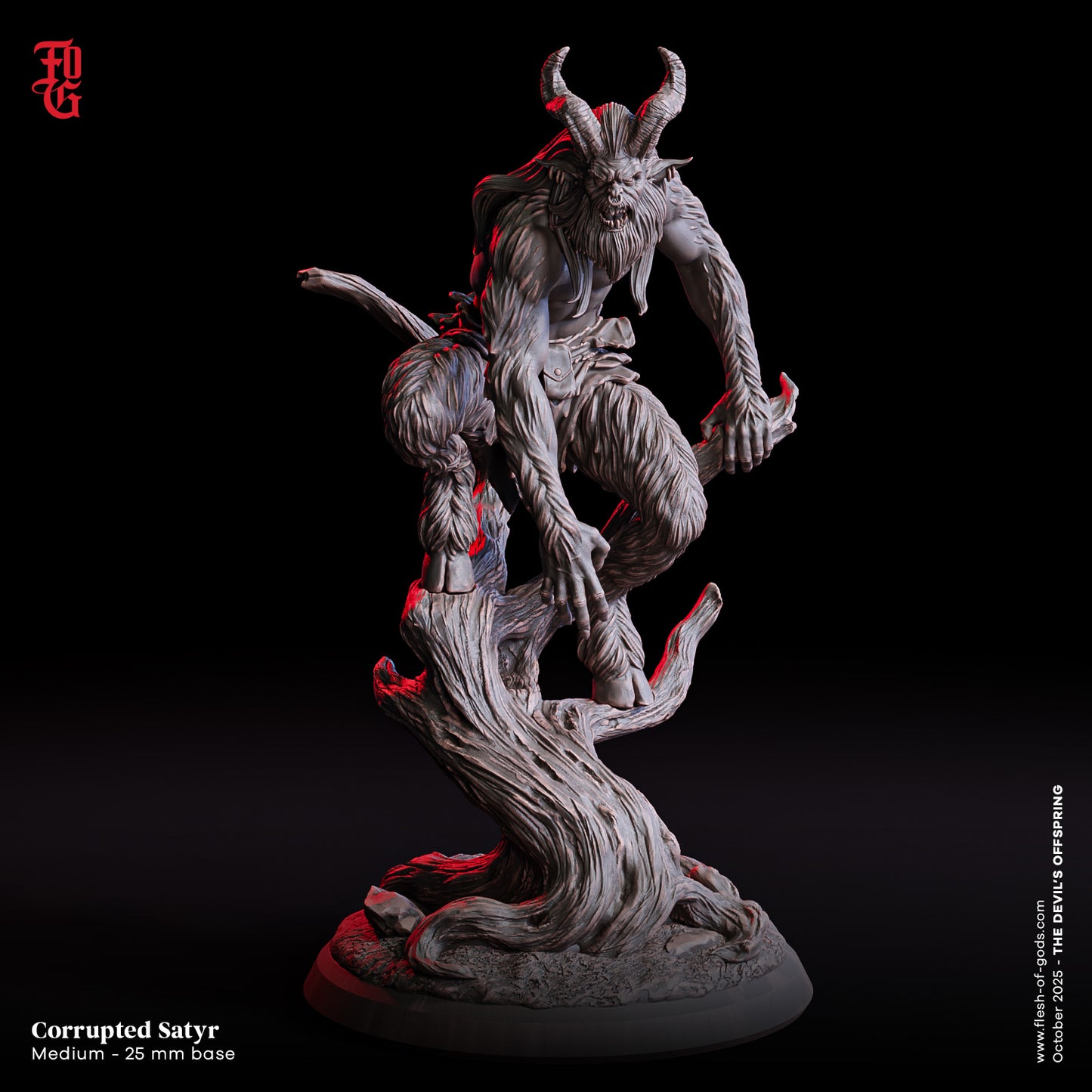 Corrupted Satyr | 32 mm Resin Miniatur | Flesh of Gods – The Devil’s Offspring | Chaotischer Dämon für Tabletop & Rollenspiel