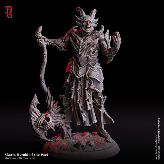 Skarn, Herald of the Pact | 32 mm Resin Miniatur (25 mm Base) | Flesh of Gods – The Devil’s Offspring | Dämonischer Vollstrecker des Paktes für Tabletop & Rollenspiel