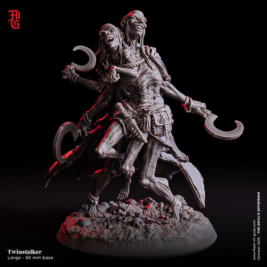 Twinstalker | 32 mm Resin Miniatur (50 mm Base) | Flesh of Gods – The Devil’s Offspring | Chaotische Monstrosität & Endgegner-Kreatur für Tabletop & Rollenspiel