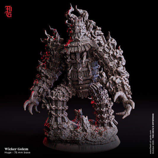 Wicker Golem | 32 mm Resin Miniatur (75 mm Base) | Flesh of Gods – The Devil’s Offspring | Brennendes Konstrukt & Ritualkreatur für Tabletop & Rollenspiel