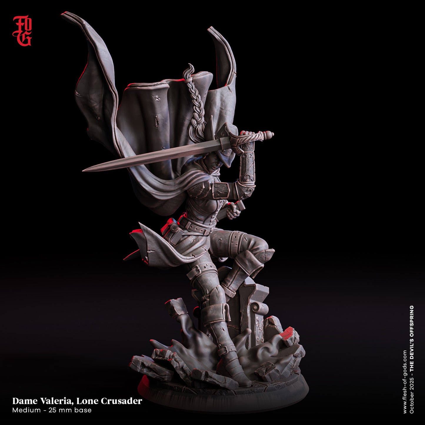 Dame Valeria – 3D gedruckte Resin Miniatur (32 mm) | Flesh of Gods | The Devil’s Offspring | Tabletop & DnD Figur bemalt oder unbemalt