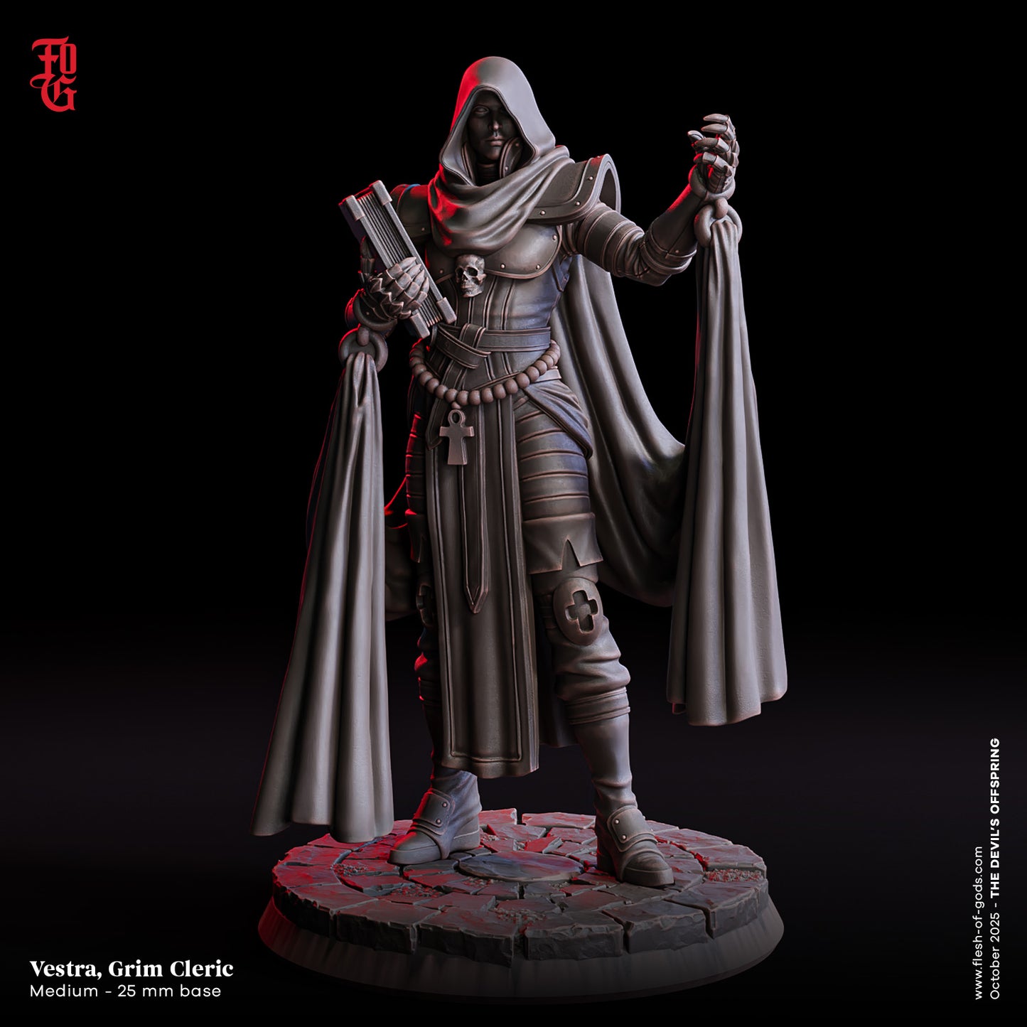 Vestra – Grim Cleric | 32 mm Resin Miniatur | Flesh of Gods – The Devil’s Offspring | Tabletop & Rollenspiel Figur