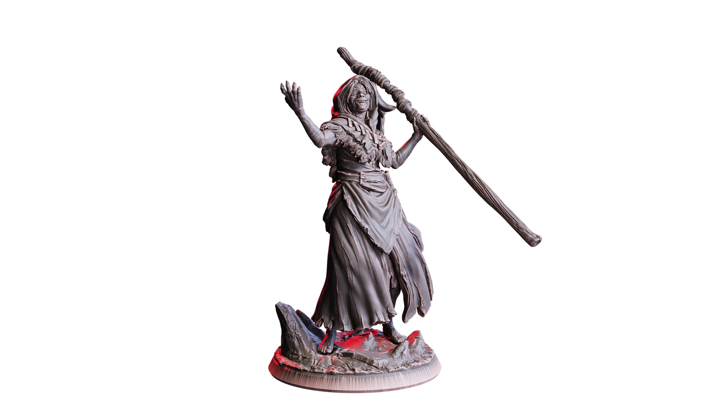 Grizha, Ash-Tongue | 32 mm Resin Miniatur (25 mm Base) | Flesh of Gods – The Devil’s Offspring | Chaotische Seherin & Kultfigur für Tabletop & Rollenspiel