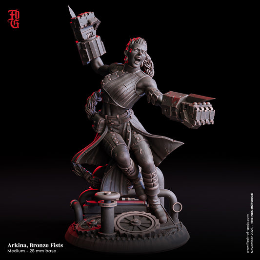Arkina, Bronze Fists – 32mm Miniatur aus Resin | Flesh of Gods – The Necro Forge | Tabletop & RPG Figur