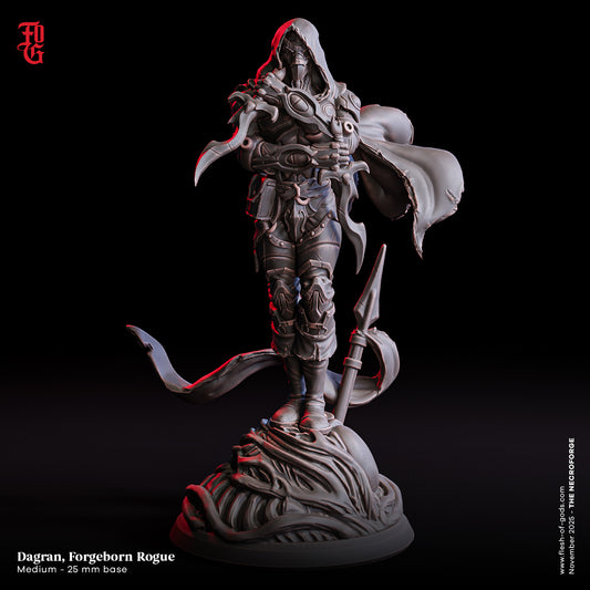 Dagran, Forgeborn Rogue – 32mm Miniatur aus Resin | Flesh of Gods – The Necro Forge | Tabletop & RPG Figur