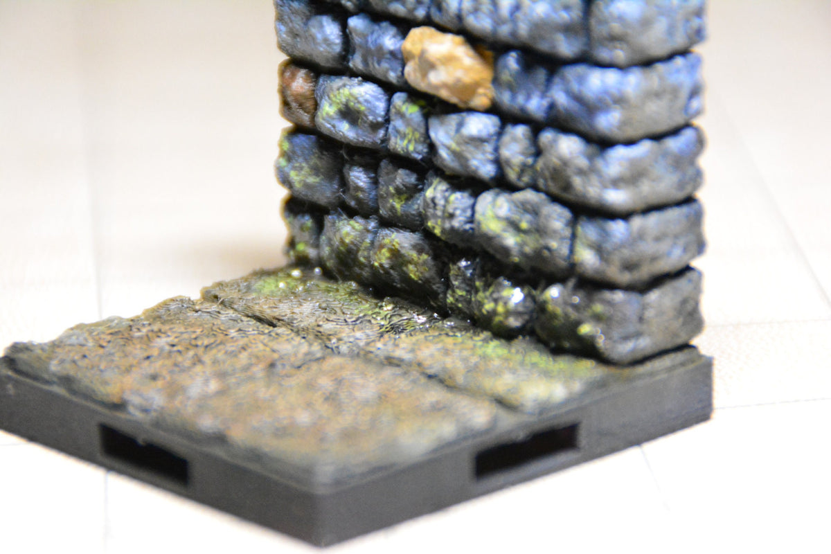 Gebogene Wand (90 Grad) Dungeon, 3D gedrucktes Gelände von Fat Dragon Games, Ultimate Dragonlock Scenery, Terrain für 28mm Tabletop Gaming