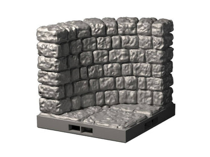 Gebogene Wand (90 Grad) Dungeon, 3D gedrucktes Gelände von Fat Dragon Games, Ultimate Dragonlock Scenery, Terrain für 28mm Tabletop Gaming