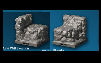 Höhle - Erhöhung Wandende (links/rechts) - 3D gedruckt - Gelände - Terrain - Fat Dragon Games 28mm - Ultimate Dragonlock - Scenery - Terrain