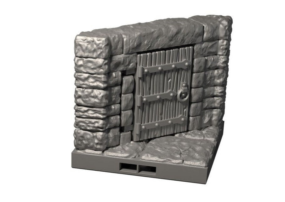 Diagonalwand mit Tür Dungeon, 3D gedrucktes Gelände von Fat Dragon Games, Ultimate Dragonlock Scenery oder Terrain für 28mm Tabletop Gaming