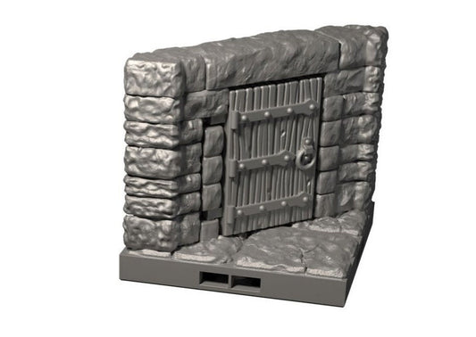 Diagonalwand mit Tür Dungeon, 3D gedrucktes Gelände von Fat Dragon Games, Ultimate Dragonlock Scenery oder Terrain für 28mm Tabletop Gaming