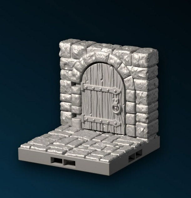 Castle - Wand mit Tür, 3D gedrucktes Gelände von Fat Dragon Games, Ultimate Dragonlock Scenery oder Terrain für 28mm Tabletop Gaming