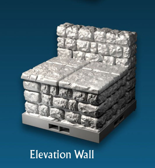 Dungeon - Erhöhung mit Wand - 3D gedruckt - Gelände - Terrain - Fat Dragon Games 28mm - Ultimate Dragonlock - Scenery - Terrain