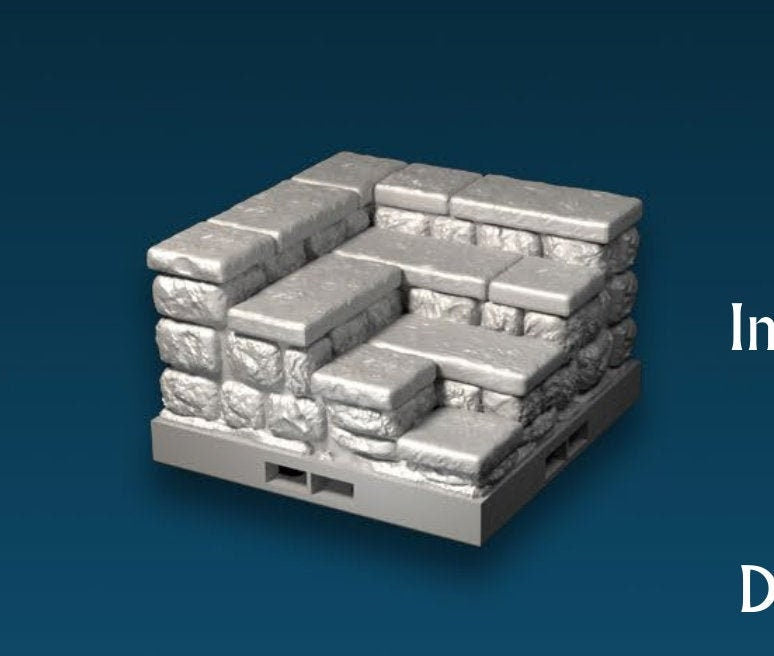 Dungeon - Erhöhung Treppe Ecke - 3D gedruckt - Gelände - Terrain - Fat Dragon Games 28mm - Ultimate Dragonlock - Scenery - Terrain