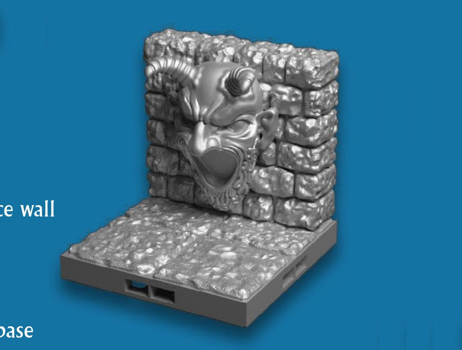 Wand mit Dämon für Dungeon, 3D gedrucktes Gelände von Fat Dragon Games, Ultimate Dragonlock Scenery oder Terrain für 28mm Tabletop Gaming