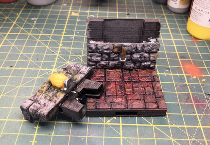Castle - Wand mit Fackel (LED) 3D gedrucktes Gelände von Fat Dragon Games, Ultimate Dragonlock Scenery oder Terrain für 28mm Tabletop Gaming