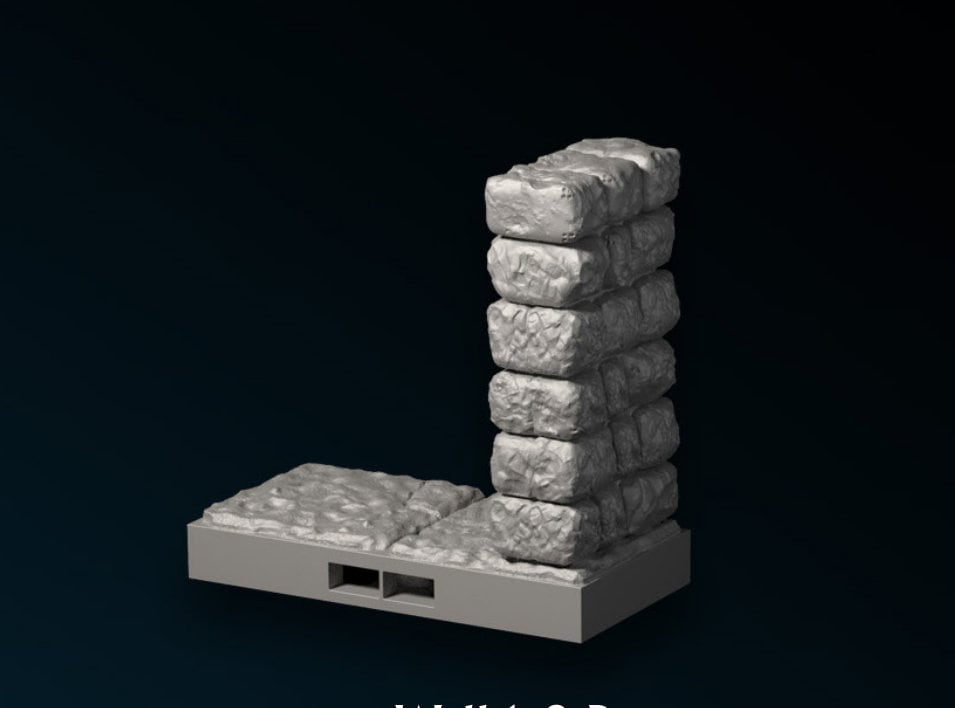 Wand für Dungeon 1x2, 3D gedrucktes Gelände von Fat Dragon Games, Ultimate Dragonlock Scenery oder Terrain für 28mm Tabletop Gaming