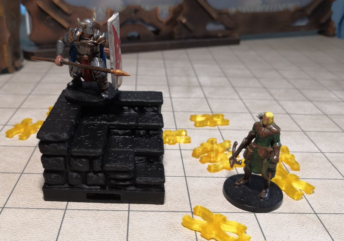 Dungeon - Erhöhung Treppe Ecke - 3D gedruckt - Gelände - Terrain - Fat Dragon Games 28mm - Ultimate Dragonlock - Scenery - Terrain