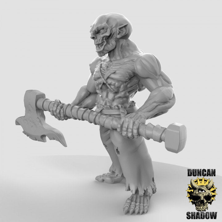 Ghoul - Leichenfresser + große Axt  32mm  Tabletop  Fantasy  Gaming  D&D  Dungeons and Dragons  Pathfinder  DSA Duncan Shadow