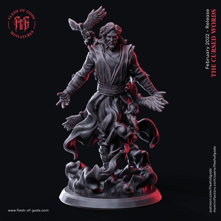Der Rabenmagier (NPC)  32mm  Tabletop  Fantasy  Gaming  D&D  Dungeons and Dragons  Pathfinder  DSA  Flesh of Gods