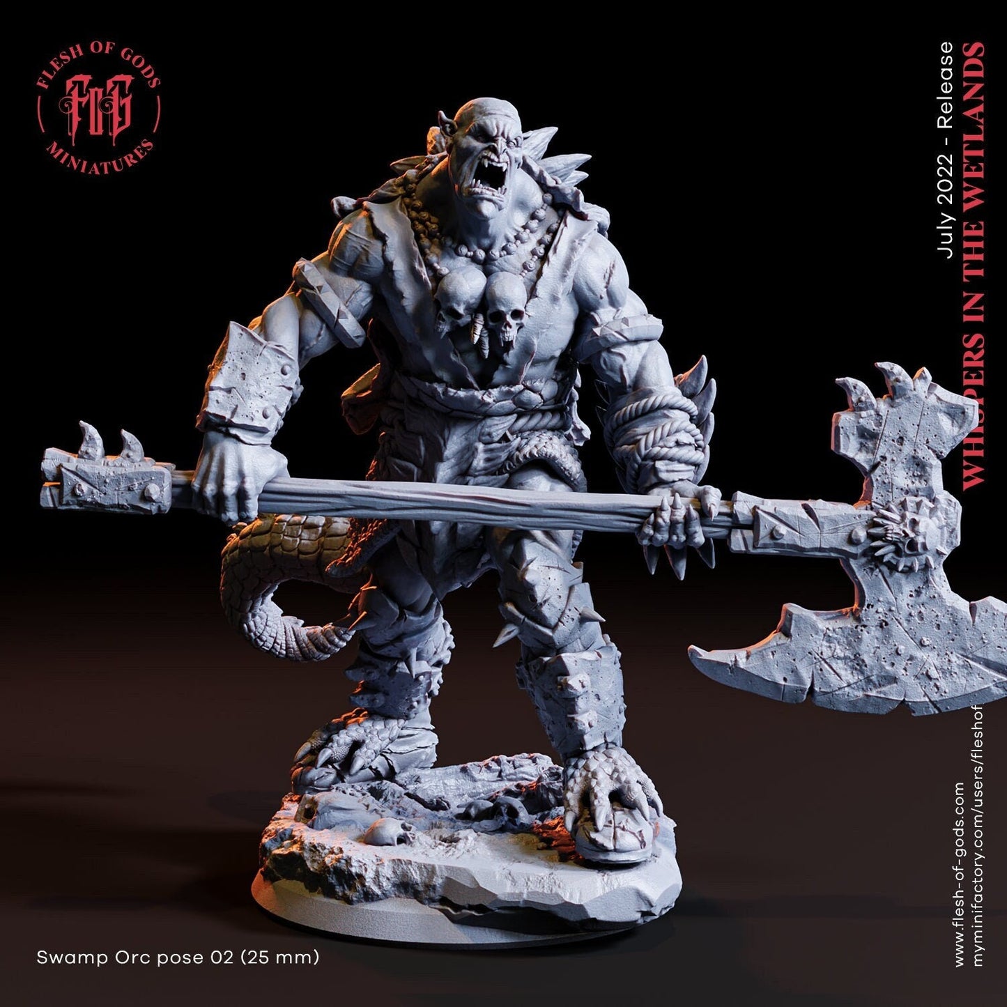 Sumpf-Ork 02 (Monster)  32mm  Tabletop  Fantasy  D&D  Dungeons and Dragons  Pathfinder  DSA  Flesh of Gods