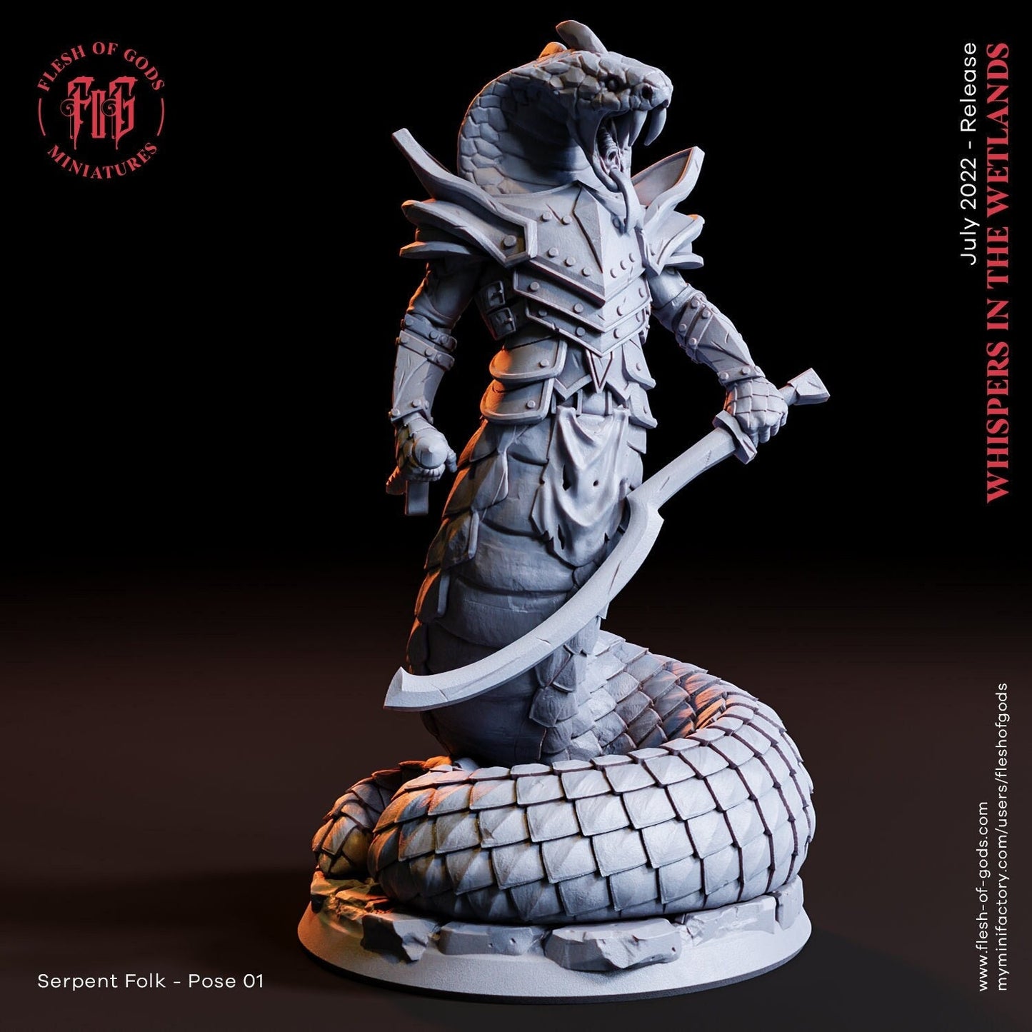Schlangen-Volk Krieger 01 (Monster)  28mm  Tabletop  Fantasy  D&D  Dungeons and Dragons  Pathfinder  DSA  Flesh of Gods