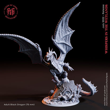 Erwachsener Schwarzer Drache (Monster)  28mm  Tabletop  Fantasy  D&D  Dungeons and Dragons  Pathfinder  DSA  Flesh of Gods
