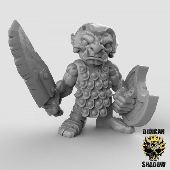 Goblin mit Schwert + Schild  32mm  Tabletop  Fantasy  Gaming  D&D  Dungeons and Dragons  Pathfinder  DSA Duncan Shadow