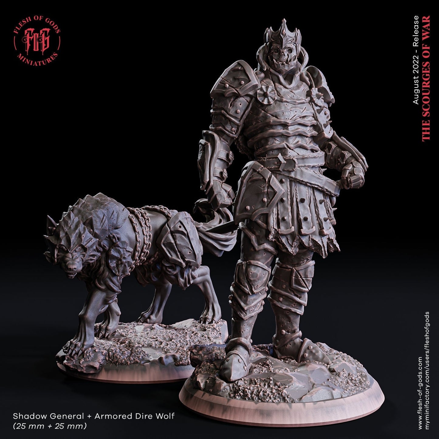 Schatten General + Wolf des Schreckens (Villain)  32mm  Flesh of Gods