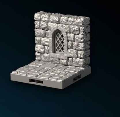 Castle - Wand mit Fenster, Gelände, Terrain für 28mm/32mm - Ultimate Dragonlock Scenery für Tabletop Gaming
