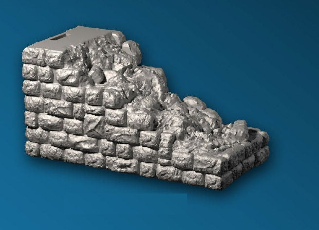 Castle - Außenmauer (2x4) Mittelstück zerstört, Gelände, Terrain für 28mm/32mm - Ultimate Dragonlock Scenery für Tabletop Gaming