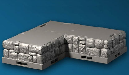 Castle - Außenmauer Winkel (4x4) Basis, Gelände, Terrain für 28mm/32mm - Ultimate Dragonlock Scenery für Tabletop Gaming