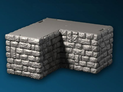 Castle - Außenmauer Winkel (4x4) Mittelstück, Gelände, Terrain für 28mm/32mm - Ultimate Dragonlock Scenery für Tabletop Gaming