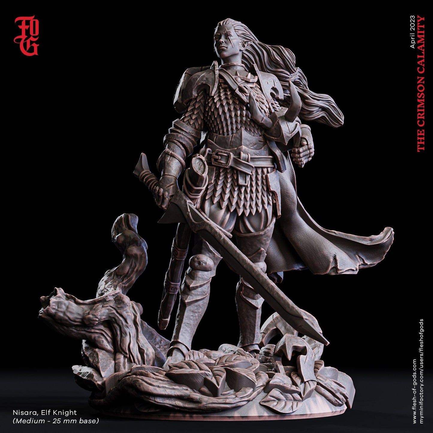 Nisara, Elfenritter (Hero)  32mm  Tabletop  Fantasy  D&D  Dungeons and Dragons  Pathfinder  DSA  Flesh of Gods