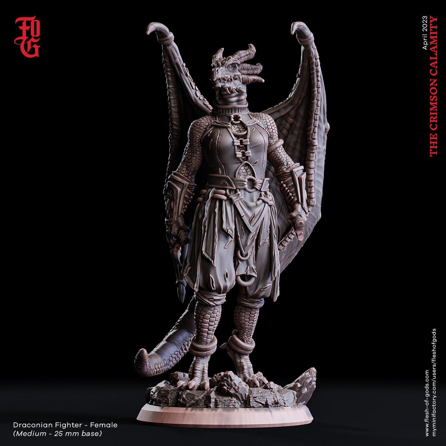 Drachenkrieger Frau (Enemy)  32mm  Tabletop  Fantasy  D&D  Dungeons and Dragons  Pathfinder  DSA  Flesh of Gods
