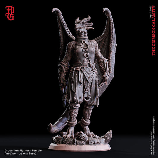 Drachenkrieger Frau (Enemy)  32mm  Tabletop  Fantasy  D&D  Dungeons and Dragons  Pathfinder  DSA  Flesh of Gods