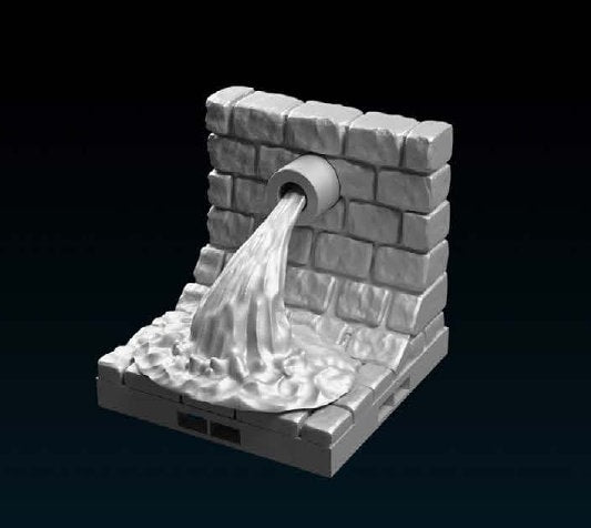 Wand mit Wassereinlauf, Abwasserkanal - Gelände, Terrain - 28/32mm Tabletop Gaming - Ultimate Dragonlock