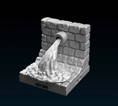 Wand mit Wassereinlauf, Abwasserkanal - Gelände, Terrain - 28/32mm Tabletop Gaming - Ultimate Dragonlock