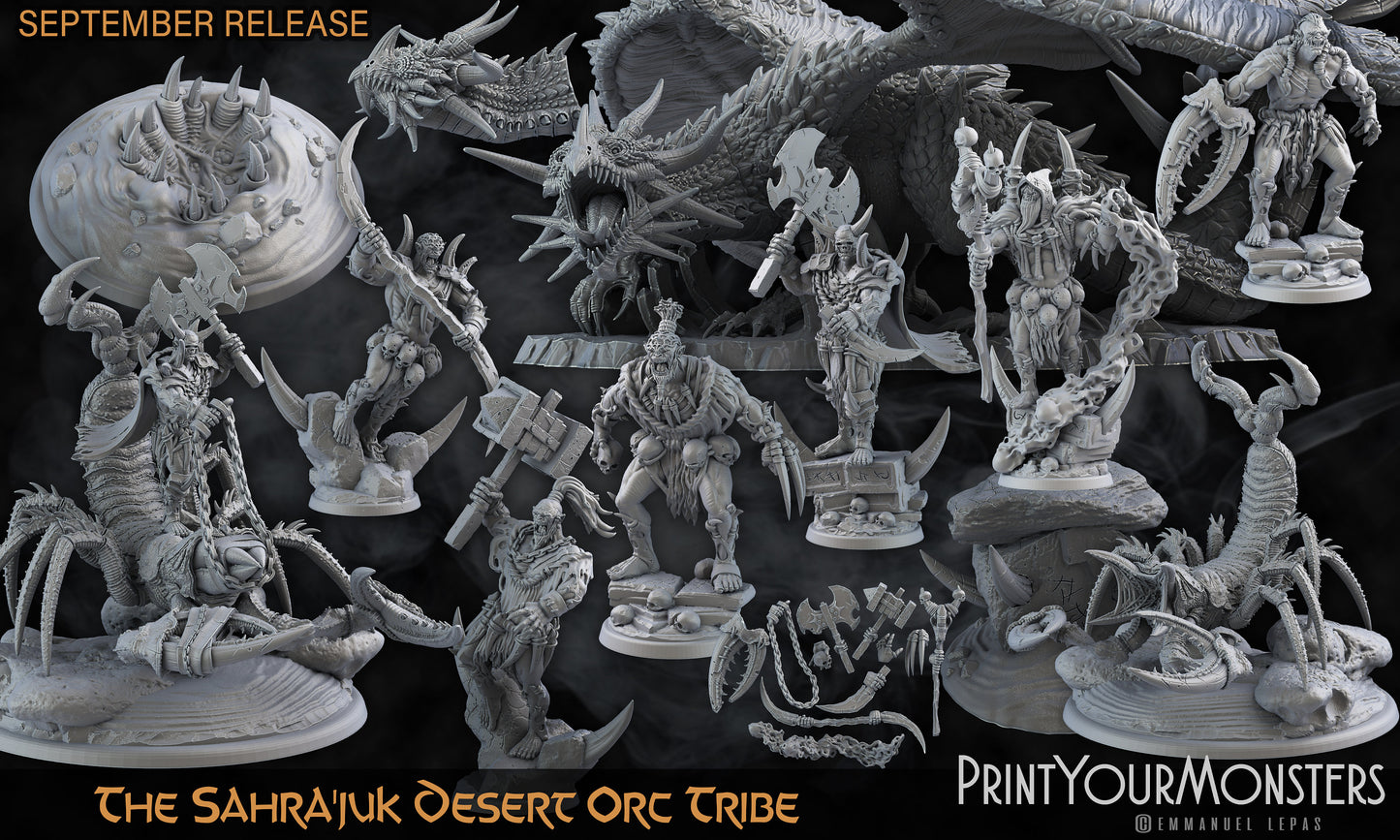 Wütender Desert Ork Krieger  32mm  Tabletop  Fantasy  Gaming  D&D  Dungeons and Dragons  Pathfinder  DSA  Print Your Monsters