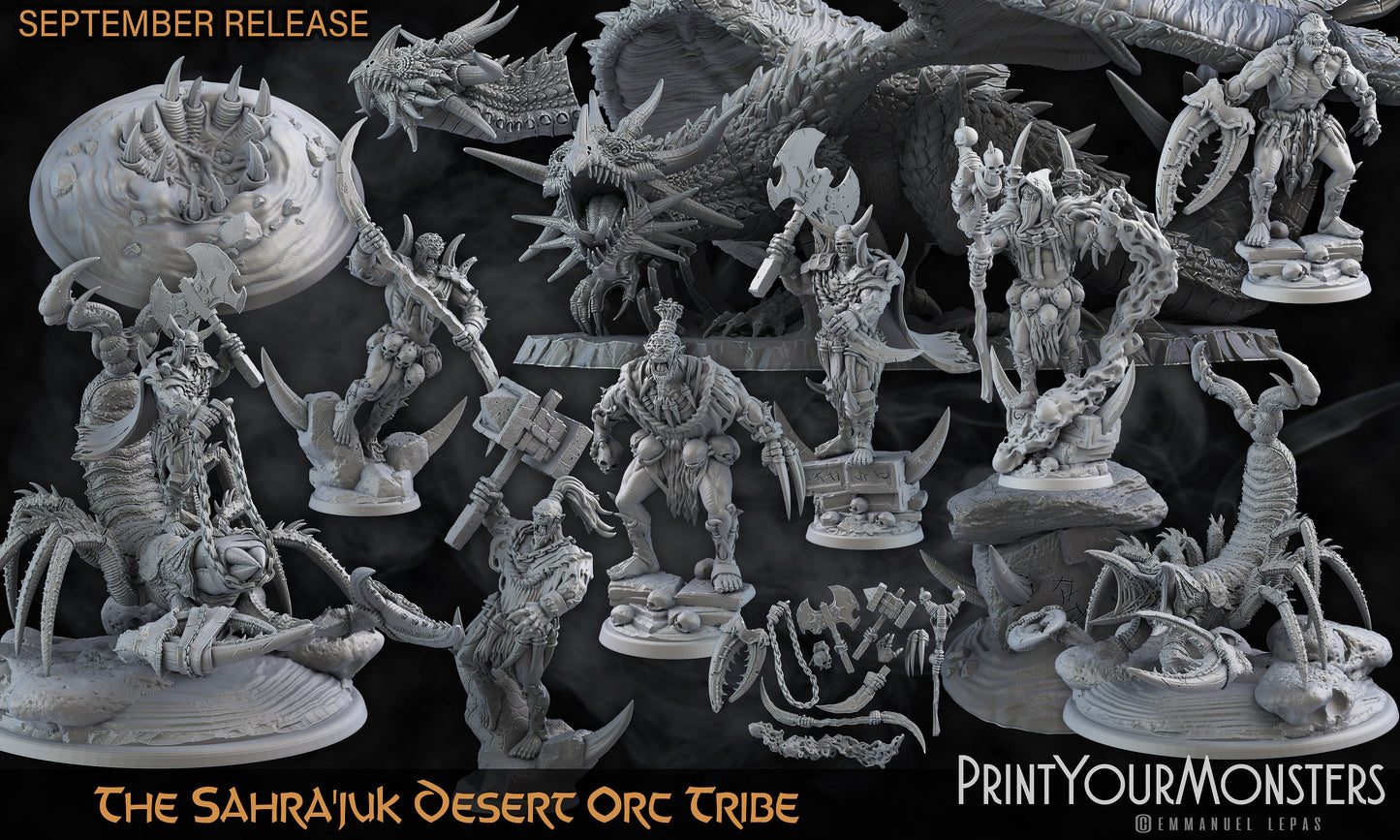 Desert Ork Krieger - Pitfighter  32mm  Tabletop  Fantasy  Gaming  D&D  Dungeons and Dragons  Pathfinder  DSA  Print Your Monsters