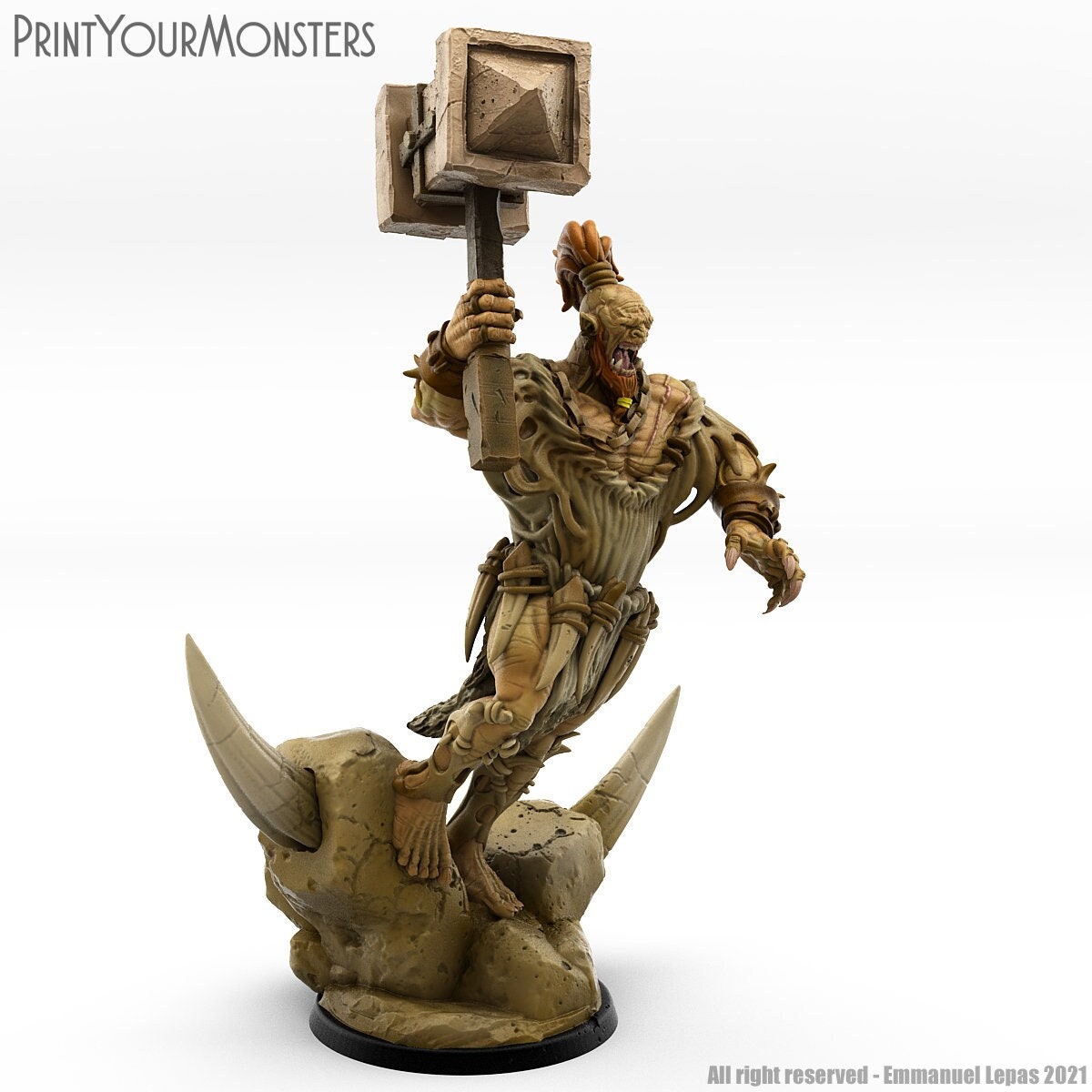 Desert Ork Krieger mit Hammer  32mm  Tabletop  Fantasy  Gaming  D&D  Dungeons and Dragons  Pathfinder  DSA  Print Your Monsters