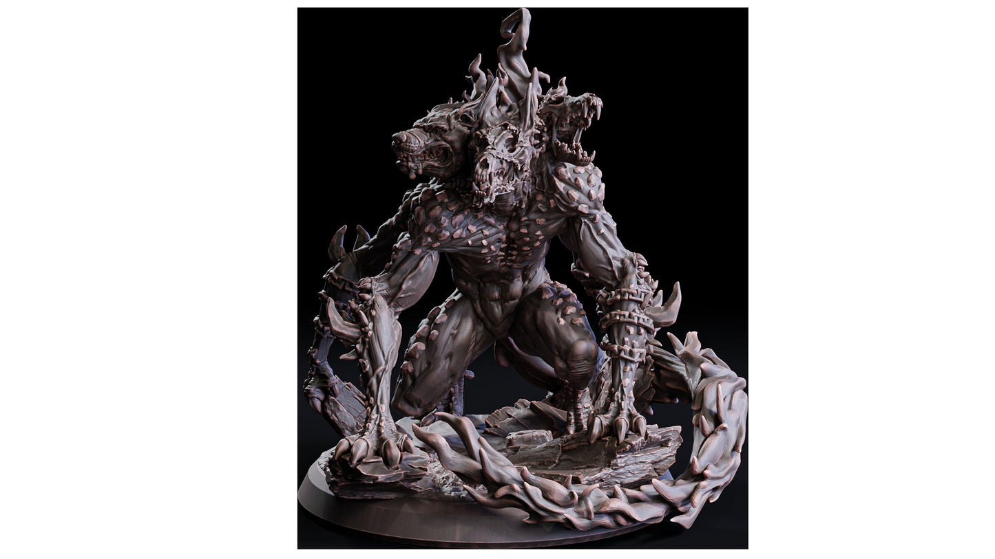 Shadowbound Cerberus (Enemy) XL  32mm  Tabletop  Fantasy  D&D  Dungeons and Dragons  Pathfinder  DSA  Flesh of Gods