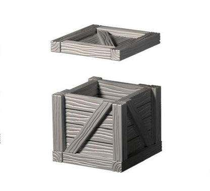 Holzkisten mit losen Deckeln - 3D gedruckt - beleuchtet - Fat Dragon Games 28mm - Ultimate Dragonlock - Scenery - Terrain