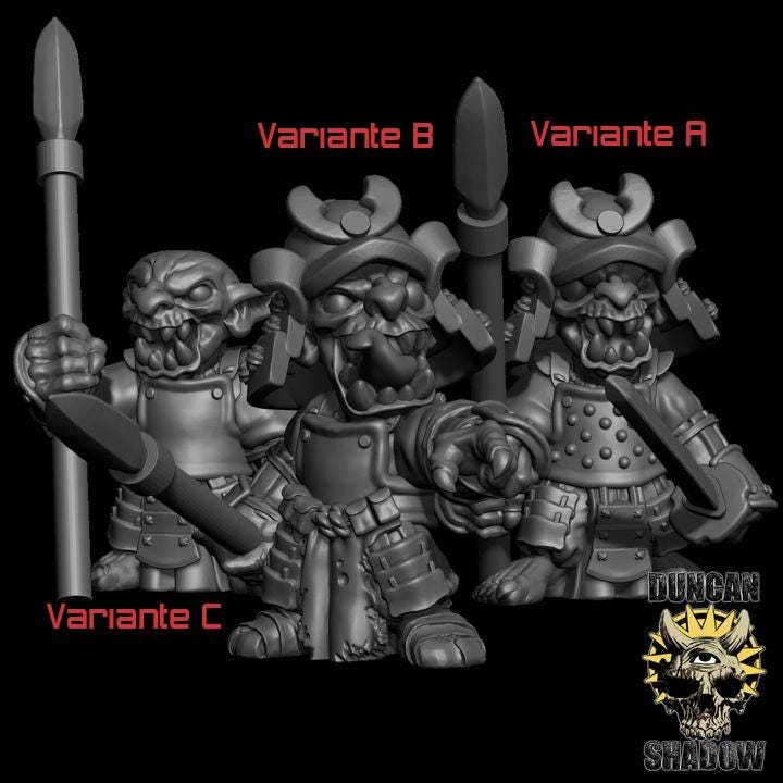 Samurai Goblin mit Speer  32mm  Tabletop  Fantasy  Gaming  D&D  Dungeons and Dragons  Pathfinder  DSA Duncan Shadow