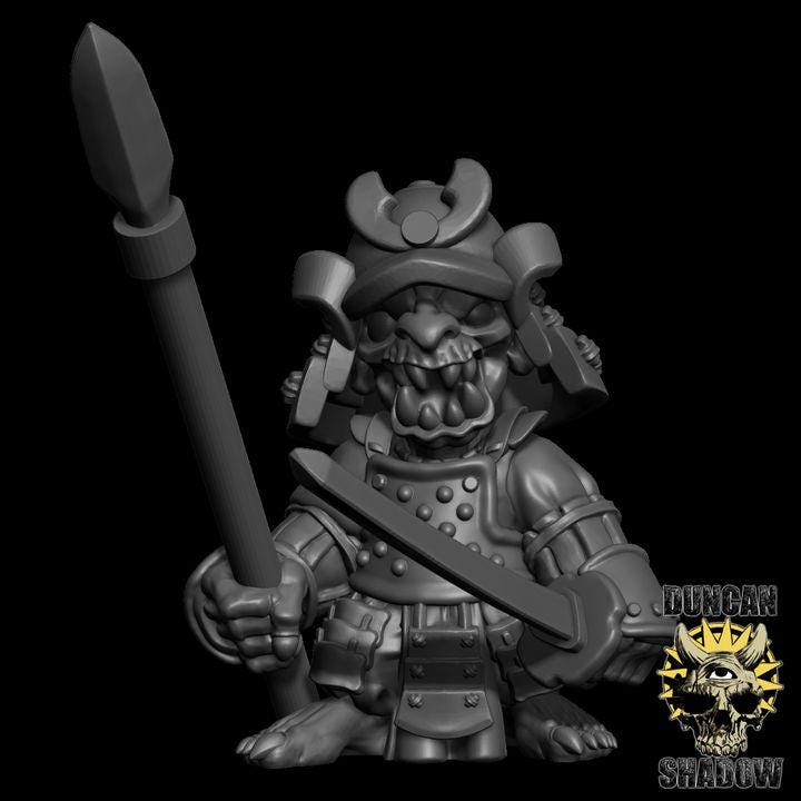 Samurai Goblin mit Speer  32mm  Tabletop  Fantasy  Gaming  D&D  Dungeons and Dragons  Pathfinder  DSA Duncan Shadow